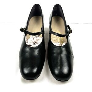 NWOT Vintage Johansen Leather Mary Jane Block Heel Pump Women 10 AA Black USA